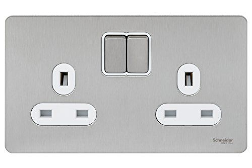 School Specialty Schneider Electric Ultimate Screwless Plate 13A Double Socket - White