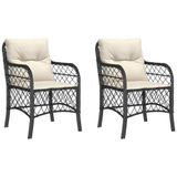 VidaXL Fauteuils de jardin 2 pièces avec coussins polyrotin acier crème blanc