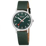 Mondaine M660.30314.60SBF Horloge - Textiel - Groen - 36mm