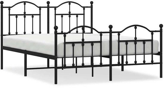 vidaXL Bedframe met hoofd- en voeteneinde metaal zwart 150x200 cm
