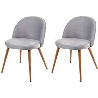 HWC-D53 Set van 2 eetkamerstoelen, keukenstoel retro jaren 50 design, fluweel ~ lichtgrijs