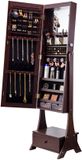 Vevor Miroir Armoire à Bijoux Miroir sur Pied avec Rangement Miroir en Pied Marron