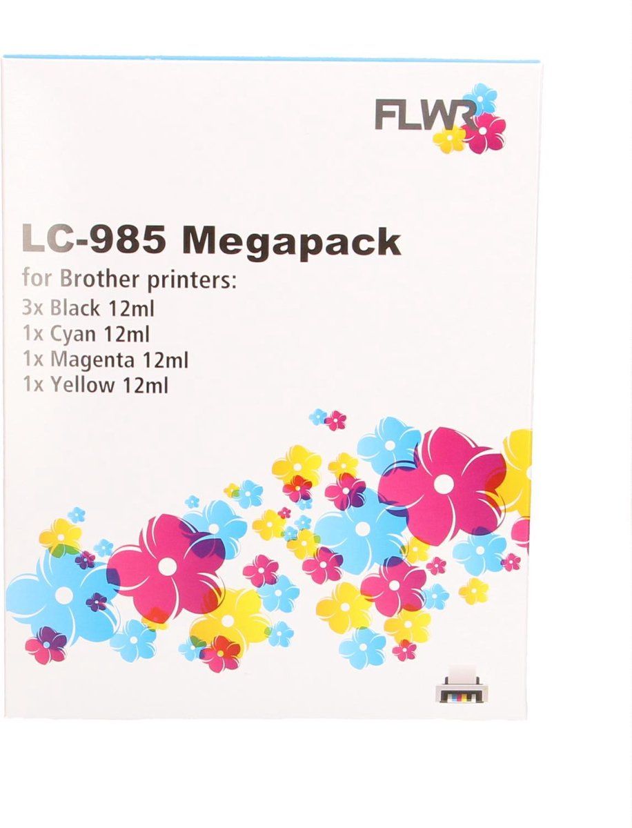 FLWR - Inktcartridge LC-985 - 6-Pack Zwart en Kleur - Geschikt voor Brother