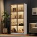 Vitrine avec éclairage LED 16 couleurs, portes doubles en verre brun avec étagères mobiles, 8040160 cm, blanc