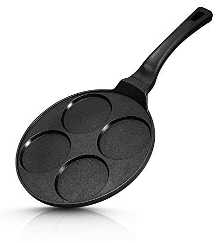 INTIGNIS Non-Stick keramische gecoate koekenpan 26 cm voor Mini Pannenkoeken | Mini Uttapam | Mini Crêpe | Koekeneieren | 4 & 7 Vormen | Inductie Veilig (4 Vormen)