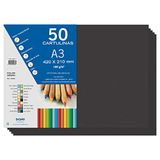 Dohe A3 karton, zwart, voor knutselen en afdrukken (50 stuks) - 21 x 29,7 cm - 180 g/m² - kantoormateriaal