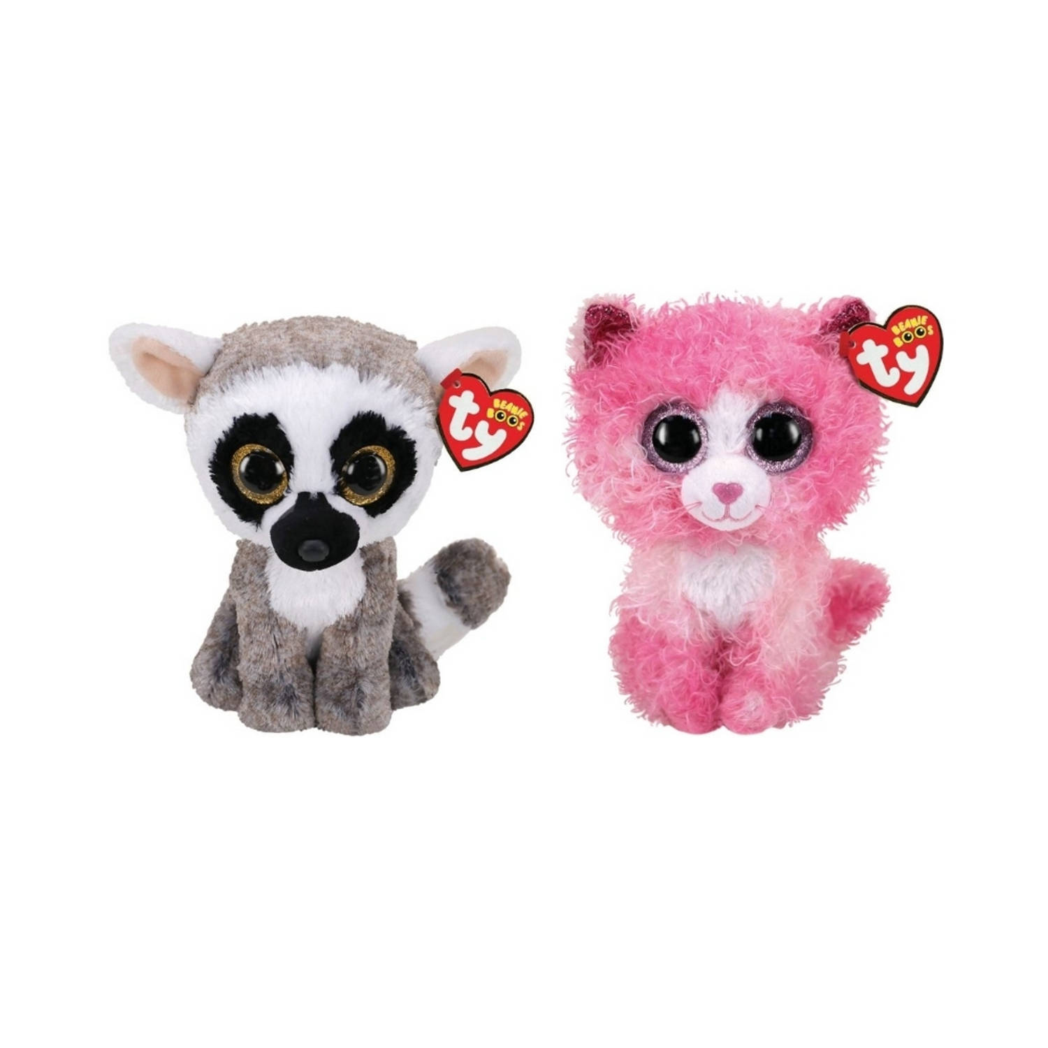 TY - Knuffel - Beanie Boo's - Linus Lemur & Reagon Cat