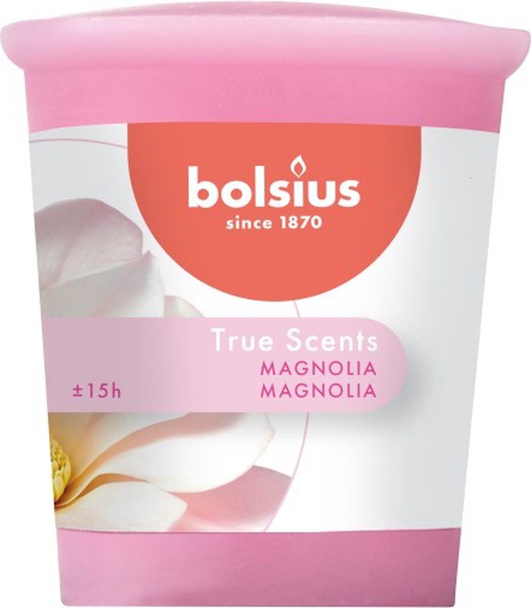 Bolsius Moccolo 24 kaarsen, geurwas, roze magnolia, diameter 53/45 15 h