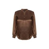Exxcellent top met smockwerk Plus Size - bruin