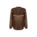 Exxcellent top met smockwerk Plus Size - bruin