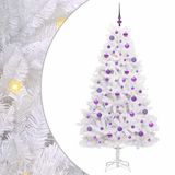 vidaXL - Kunstmatige - Hinged - Kerstboom - Wit - 180 - cm - PVC - en - Staal