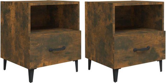 vidaXL Nachtkastjes - 2 stuks - Bewerkt Hout - Gerookt Eikenkleurig