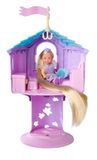 Simba Evi Love Rapunzeltoren, speelpop als sprookjesprinses met extra lang haar en toren om te spelen, 32 cm, vanaf 3 jaar