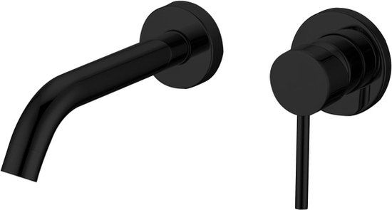 Fix Lara Inbouw Wandmengkraan - 20cm - Zwart Mat