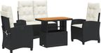 vidaXL Ensemble de jardin 4 pièces avec coussins, noir, polyrotin