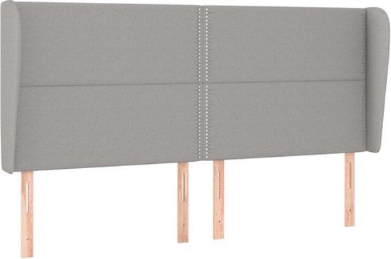 vidaXL Hoofdbord met randen 203x23x118/128 cm stof lichtgrijs