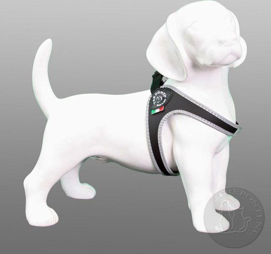 Tre Ponti Fibbia Reflective 1,5 Zwart - Hondentuig - Kunststof - Tot 4 kg