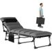 Chaise longue de jardin, bain de soleil pliable, dossier inclinable sur 5 positions, 200 x 57 x 38 cm, gris foncé