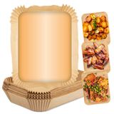 GOURMETmaxx Bakpapier voor heteluchtfriteuse, 3 tot 5 liter, bakpapierschaal, anti-aanbaklaag en oliebestendig, dubbele mand voor airfryer, 100 stuks, 22 x 14 x 4,5 cm