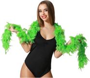 Atosa Carnaval verkleed boa met veren - neon groen - 180 cm