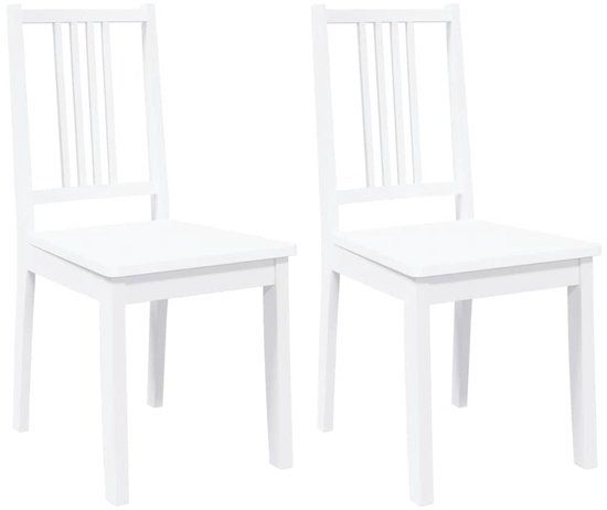vidaXL Eetkamerstoelen 2 st massief hout rubber wit