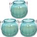 Merkloos Decoris Citronella Kaarsen - 3x - Gekleurd Glas - Blauw - 15 Branduren - 8 cm