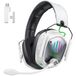 Gaming Fachixy Gaming headset draadloos voor PS4, PS5, pc, Mac, laptop, switch, mobiel | 2,4 GHz en Bluetooth 5.4 headset met microfoon, lage latentie, ledverlichting, 60 uur batterijduur, surround-geluid