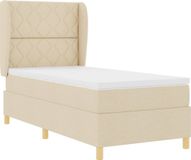 vidaXL Boxspringbed met hoofdeinde Crème 190 x 90 cm Stof