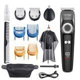 Barberboss Baardtrimmer heren, draadloze tondeuse voor mannen: trimmer voor mannen, heren verzorgingssets, waterdicht, neushaartrimmer, QR-6051