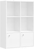 Songmics Open boekenkast - 3 planken - 2 vakken met deuren - 29 x 65,8 x 97,8 cm - Wolkenwit