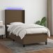 Maison Exclusive - Lit boxspring avec matelas et éclairage LED, brun foncé, 100x200 cm, textile
