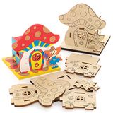 Baker Ross FE653 feeën huis Houten Model Set - Pak van 3, Theelichthouder om te Versieren en Tentoon te Stellen, Ideaal Kinder Knutselproject.