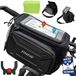 Sacoche de guidon de vélo - Étanche - 6 litres - Avec support de téléphone tactile - Adaptateur de guidon 22,2-31,8 mm - Housse de pluie