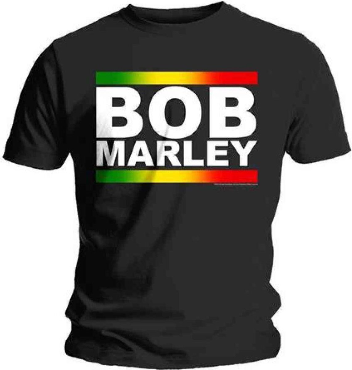 Rocks-Off Bob Marley Heren Tshirt -S- Rasta Band Block Zwart