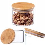KADAX Glazen container met bamboedeksel, vaatwasmachinebestendig, luchtdichte opbergdozen voor spaghetti, meel, muesli of koffie (rond 550 ml)