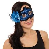 Bristol Novelty EM107 Gevlochten Oogmasker met Zijbloem, Vrouwen, Blauw, Een Maat