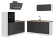 Vicco Complete keukeneenheid R-Line, Antraciet landelijk/Wit, 160 cm goudkleurig eiken werkblad