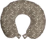 ABAKUHAUS Bloemen Reiskussen met Neksteun, Natuurlijke Inspiratie Bessen, Schuimrubber Reisaccessoire voor Vliegtuig en Auto, 30x30 cm, Taupe-Crème