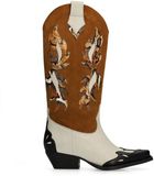 Sacha Dames Cognac Leren Cowboylaarzen met Sierstiksels - Maat 39