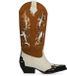 Sacha Dames Cognac Leren Cowboylaarzen met Sierstiksels - Maat 39