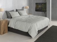 Zohome Housse de couette Righe di Percalle - Gris - 140x200/220 cm