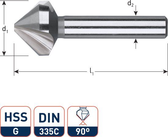 Rotec HSS-G Verzinkfrees 90°, DIN 335C, ø16,5 mm