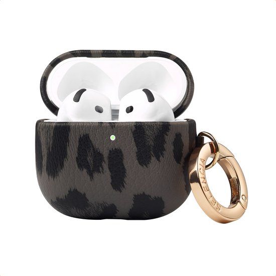 Selencia Sabi Case met panterprint - Hoesje geschikt voor AirPods 4 - Midnight Black