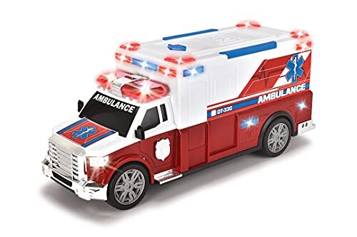 Dickie Toys Ziekenwagen, reddingsvoertuig, ambulancewagen, reddingsdienst, speelgoedauto, licht & geluid, achterklep om te openen, draagbaar, 33 cm, voor kinderen vanaf 3 jaar