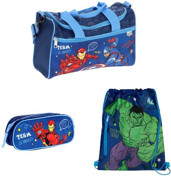 Avengers tassenset; sporttas, etui en gymtas