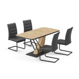 Vicco Eettafel set Fenaro Goudkleurig Eiken 120 x 80 cm met 4 eetkamerstoelen, zwart