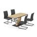 Vicco Eettafel set Fenaro Goudkleurig Eiken 120 x 80 cm met 4 eetkamerstoelen, zwart