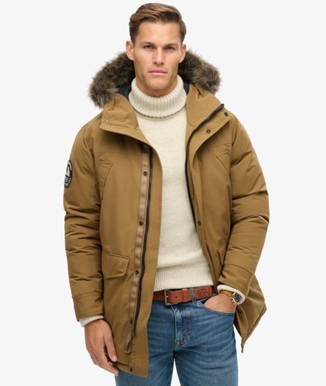 Superdry Everest Parka Jas Met Imitatiebont Heren XXL Bruin