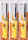 Merkloos / Sans marque Edco Eindhoven Bv Gasaansteker - 3x - navulbaar - 26 cm - geel - BBQ aanstekers