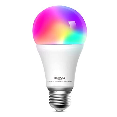 meross Slimme LED-lamp, WiFi dimbare gloeilamp intelligente meerkleurige lamp equivalent 60W E27 2700K-6500K compatibel met Alexa, Google Home en SmartThings, warm wit